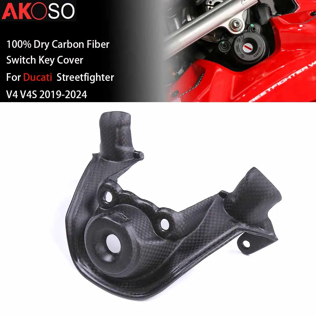 

For Ducati Streetfighter V4 V4S 2019-2024 Carbon Fiber Fairing Switch Key Cover Ignition Keychain Guard Motorcycle Accessories