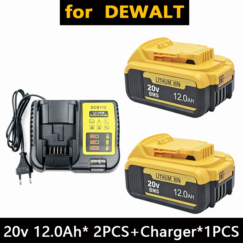 For Dewalt 20V Battery Compatible Rechargeable Tool Battery 12AH Fits DCD805 DCB206 DCB200 Dewalt Power Tool Replacement Battery