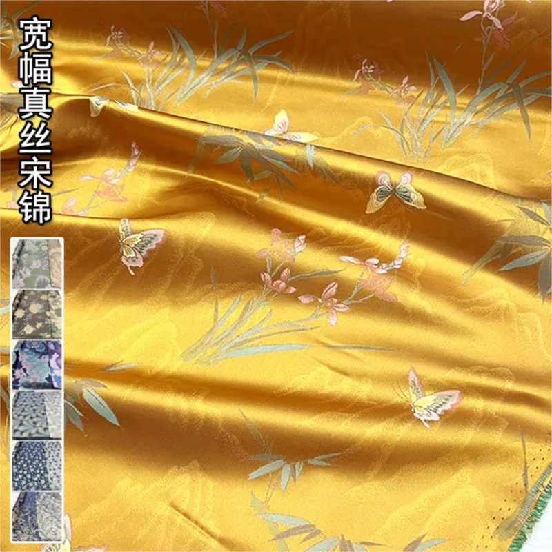 

Chinese style 140cm wide silk Song brocade fabric 100%% dress cheongsam Hanfu