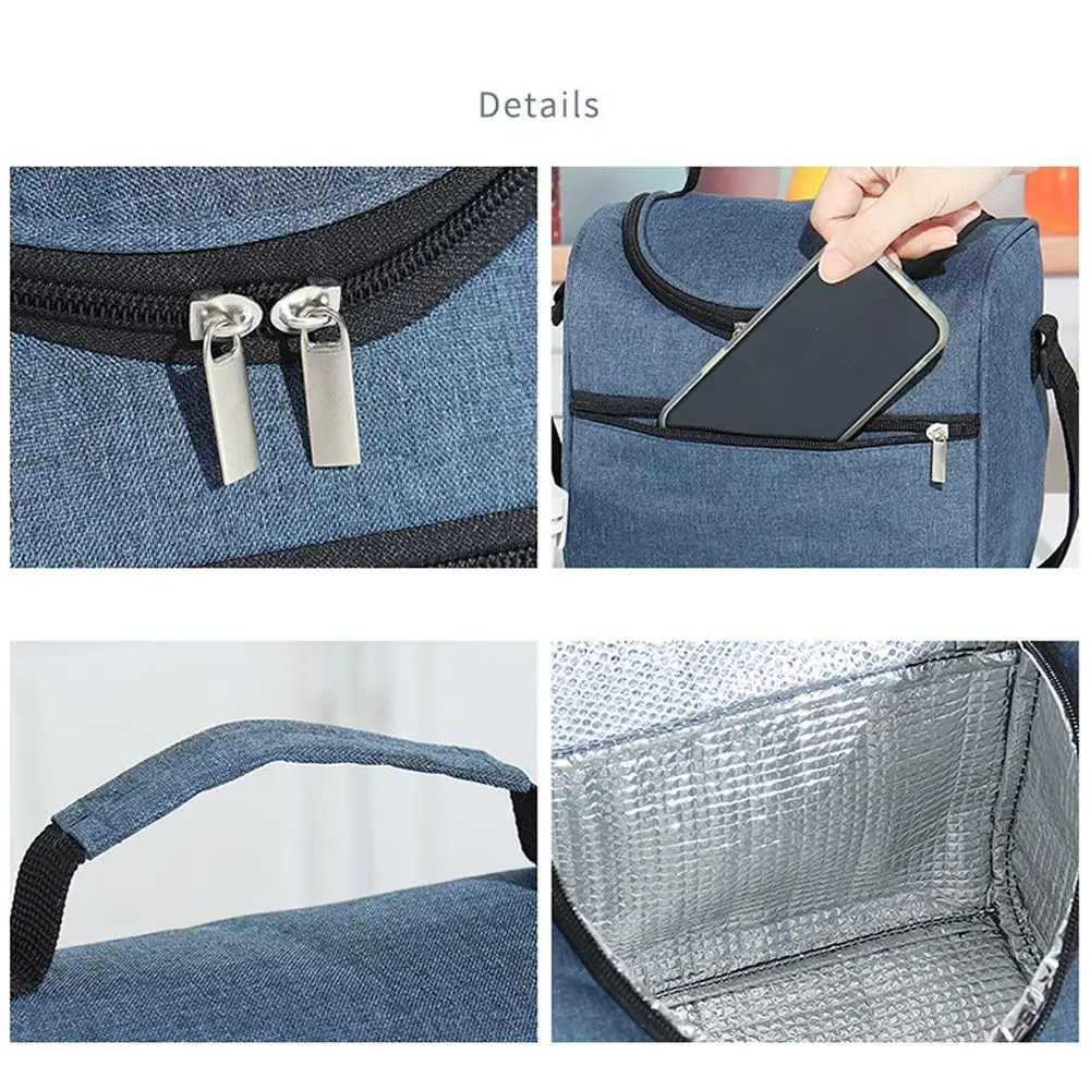 Bolsa de aislamiento minimalista para mujer, bolso de hombro de gran capacidad con estampado térmico, ideal para guardar cosméticos, fiambrera