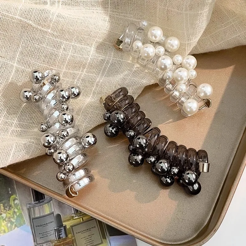 Pearl Hair Loop, High Elasticity Headband, High Ponytail Braided Hair Artifact, Telephone Cable, High-end Headwear Accessory