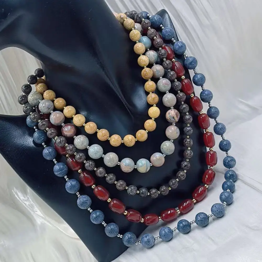 Select By Style Natural  Stone Bohemia Women Retro Vintage Gemstone Jewelry Necklace 18inch