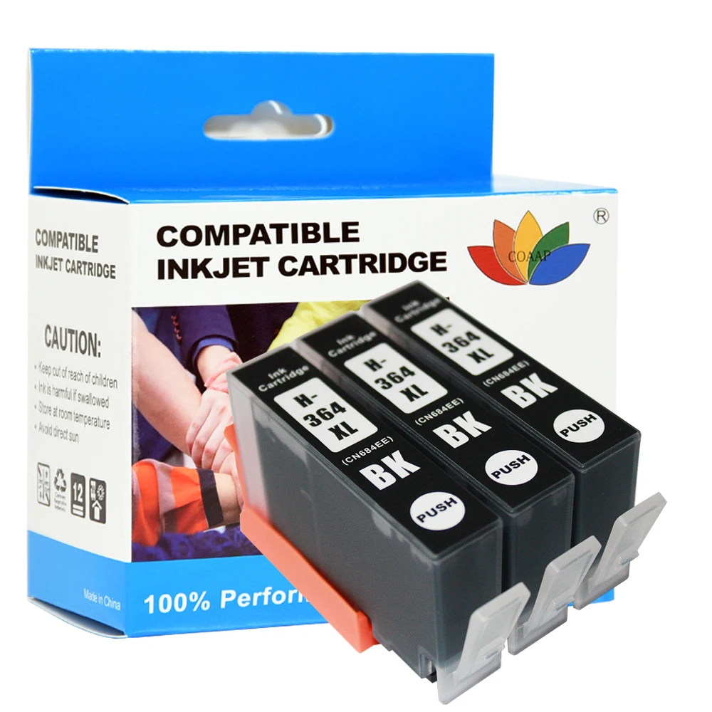 3x Compatible Black Ink Cartridges For HP 364 Photosmart 5510 5520 Deskjet 3070A 3520 Officejet 4610 4620 4622 inkjet Printer