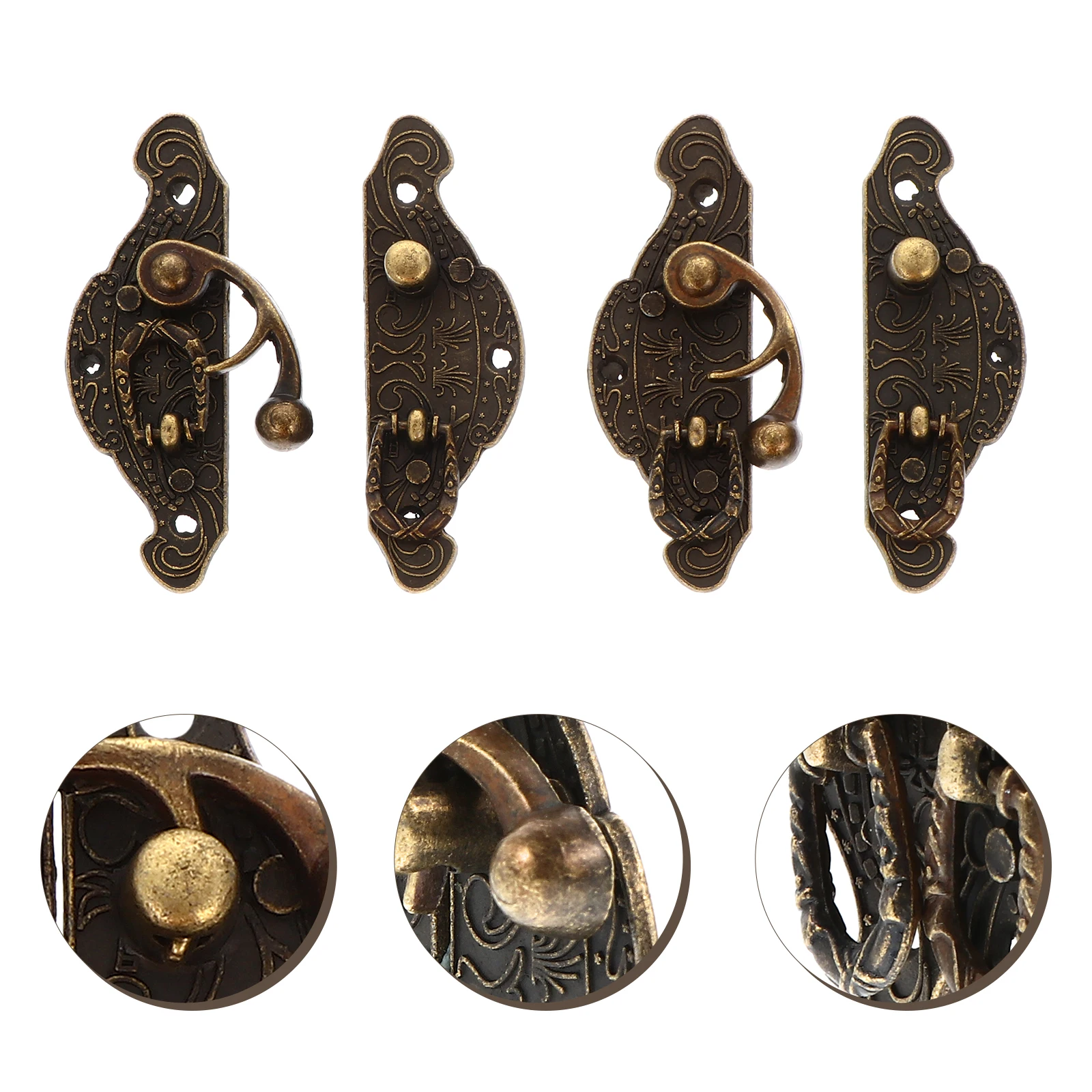 

2 Pcs Peach Heart Buckle Accessories Hasp Clasp Latch Cabinet Retro Vintage Lock Brass