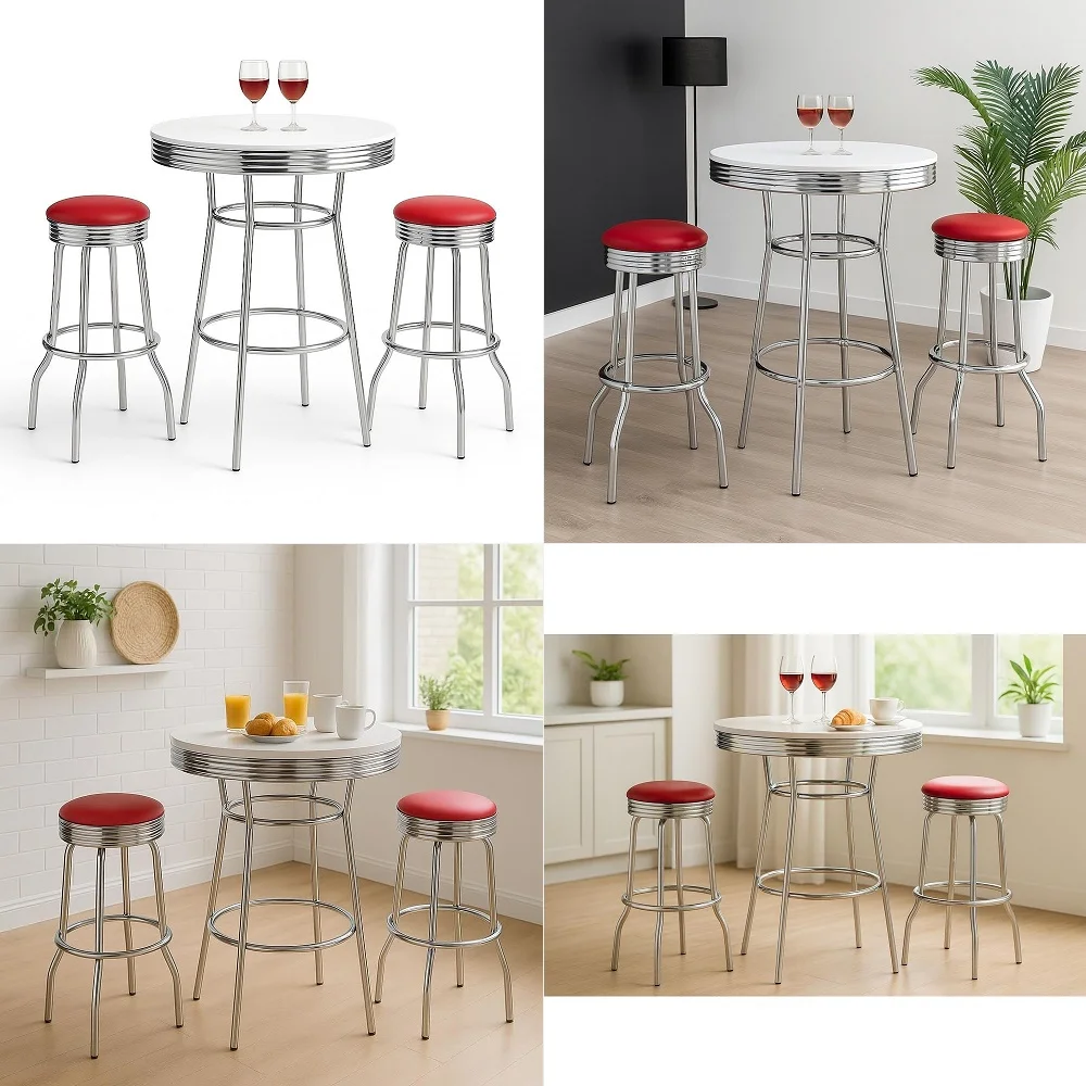 

Stools Set of 4, Faux Leather Counter Height Bar Stools with High Back and Metal Legs, Upholstered Bar Chairs, 26 Modern Barsto