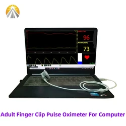 Portable USB to PC Based Reusable Pulse Oximeter Oximetry Adult Finger Clip SpO2 Sensor with PR PI Waveform Dispplay Software