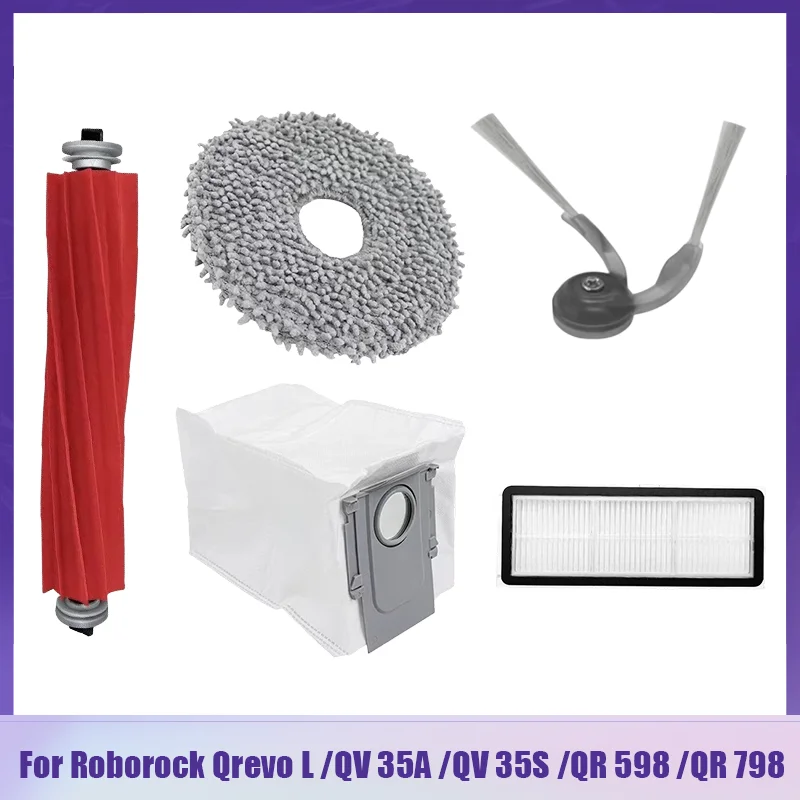 For Roborock Qrevo L/QR 798/QV 35A/QR 598 Robot Vacuum Cleaner Accessories Main Side Brush Dust Bag Mop Cloth Hepa Filter