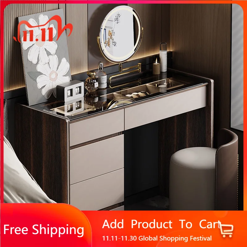 

Drawers Bedroom Vanity Table Makeup Storage Cabinet Luxury Women Modern Dressing Table Cosmetics Penteadeira Chinese Furniture