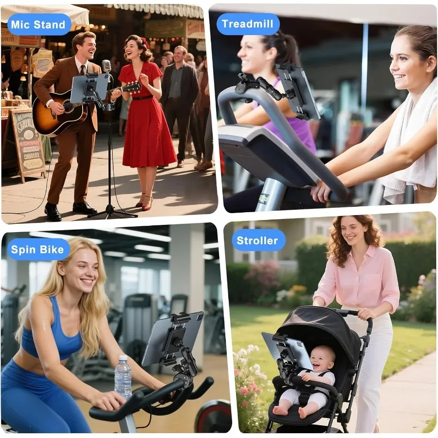 حامل لوحي PLDHPRO لحامل الميكروفون 360 دوار iPad حامل الموسيقى جبل للميكروفون مع المشبك الموسيقيين المرحلة المحمولة المدرجات