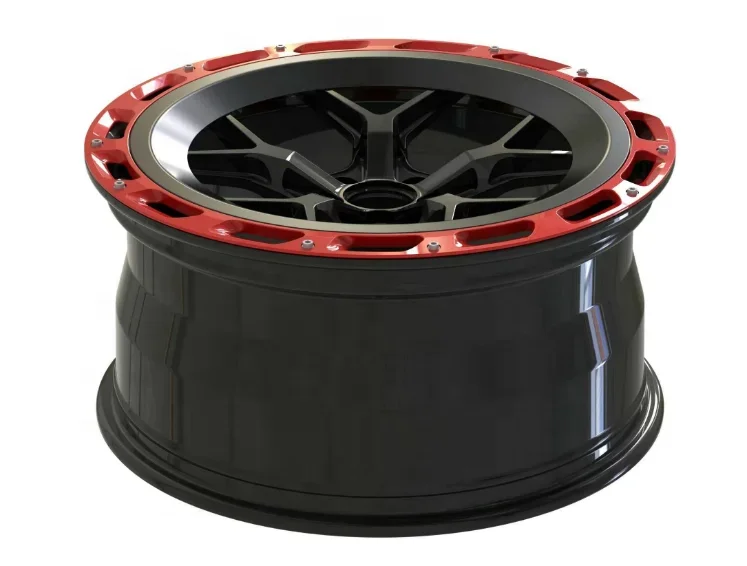 Forged wheels with aero ring 8Jx19 red ring and glossy black car rims for Gt3 Gt4