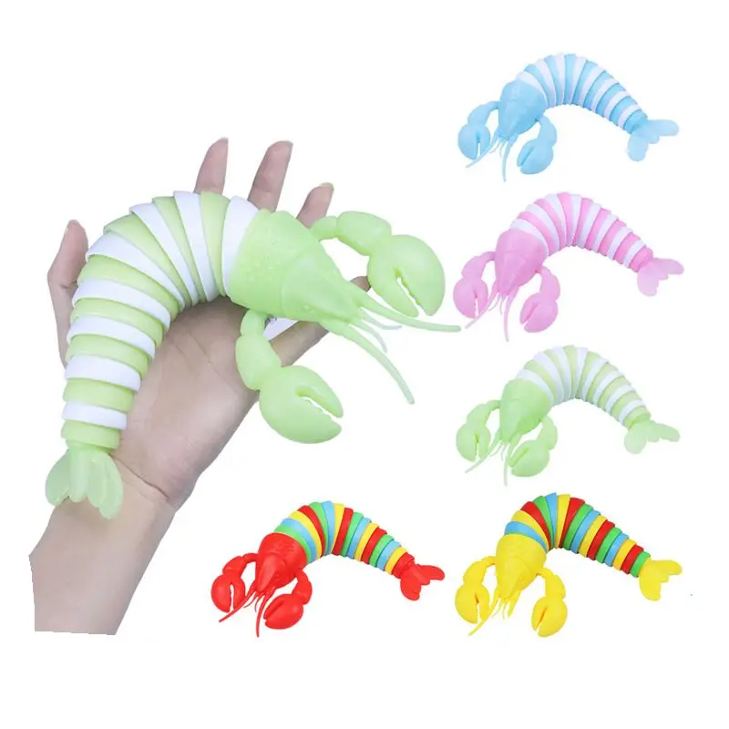 17CM 26.5CM Colorful Fidget Slug Toy Articulated Flexible 3D Slug Luminous Lobster Caterpillar Relief Anti-Anxiety Sensory Toys