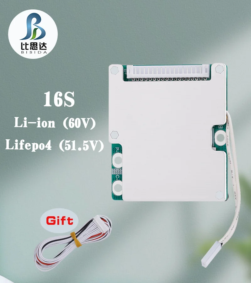 Bisida 60V BMS 16S Li-ion battery protection board Rechargeable with balance for outdoor Power solar electric car battery packs