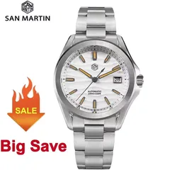 San Martin 39mm Gada Men Dress Watch NH35 Automatic Mechanical Watches Luminous Sapphire Waterproof 100M Wristwatch SN0129