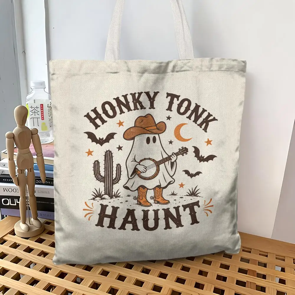 Western Ghosts Storage Bags Canvas Tote Bag Large Capacity Shoulder Bag Eco-Friendly Reusable Casual Handbag