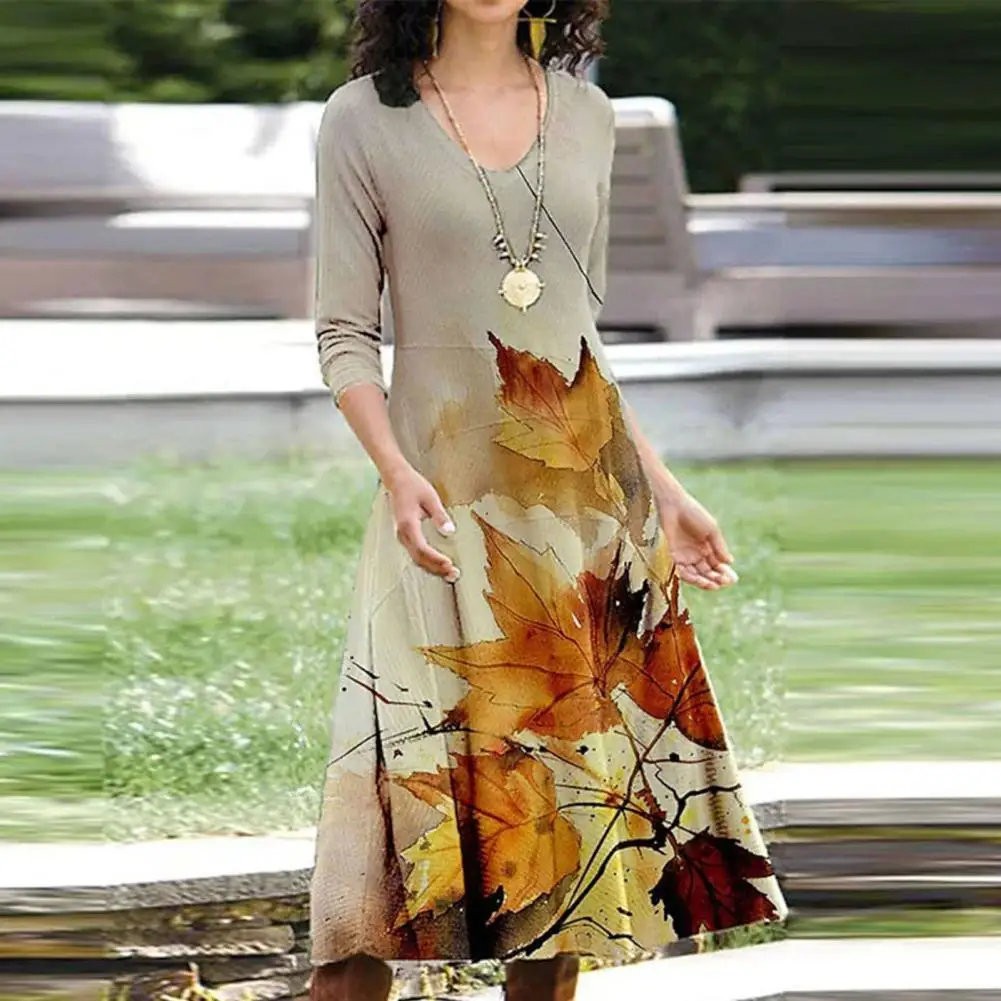 

Женское винтажное платье миди с V-образным вырезом, рукавом 3/4