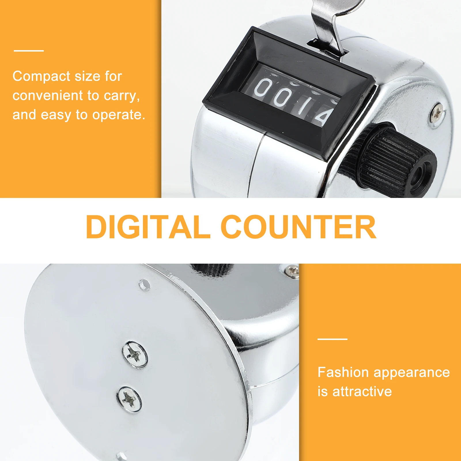 2pcs Hand Tally Counter 4 Manual Counting Clicker Portable Metal Number Counter For Students Mechanical Counters Chrome