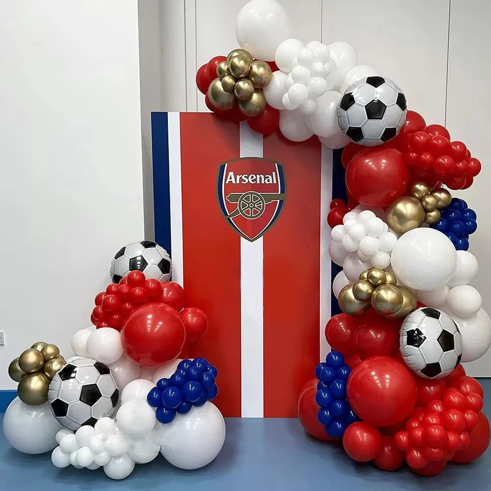 

132pcs Navy Blue Red Black Football Balloons Garland Arch Kit 18inch Soccer Foil Ball Boy Man Sport Party Birthday Party Decor