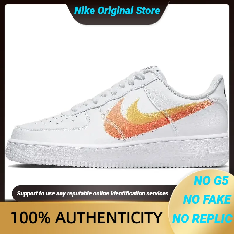 

Кроссовки Nike Air Force 1 Low '07 Spray Paint Swoosh, белые безопасные оранжевые ботинки