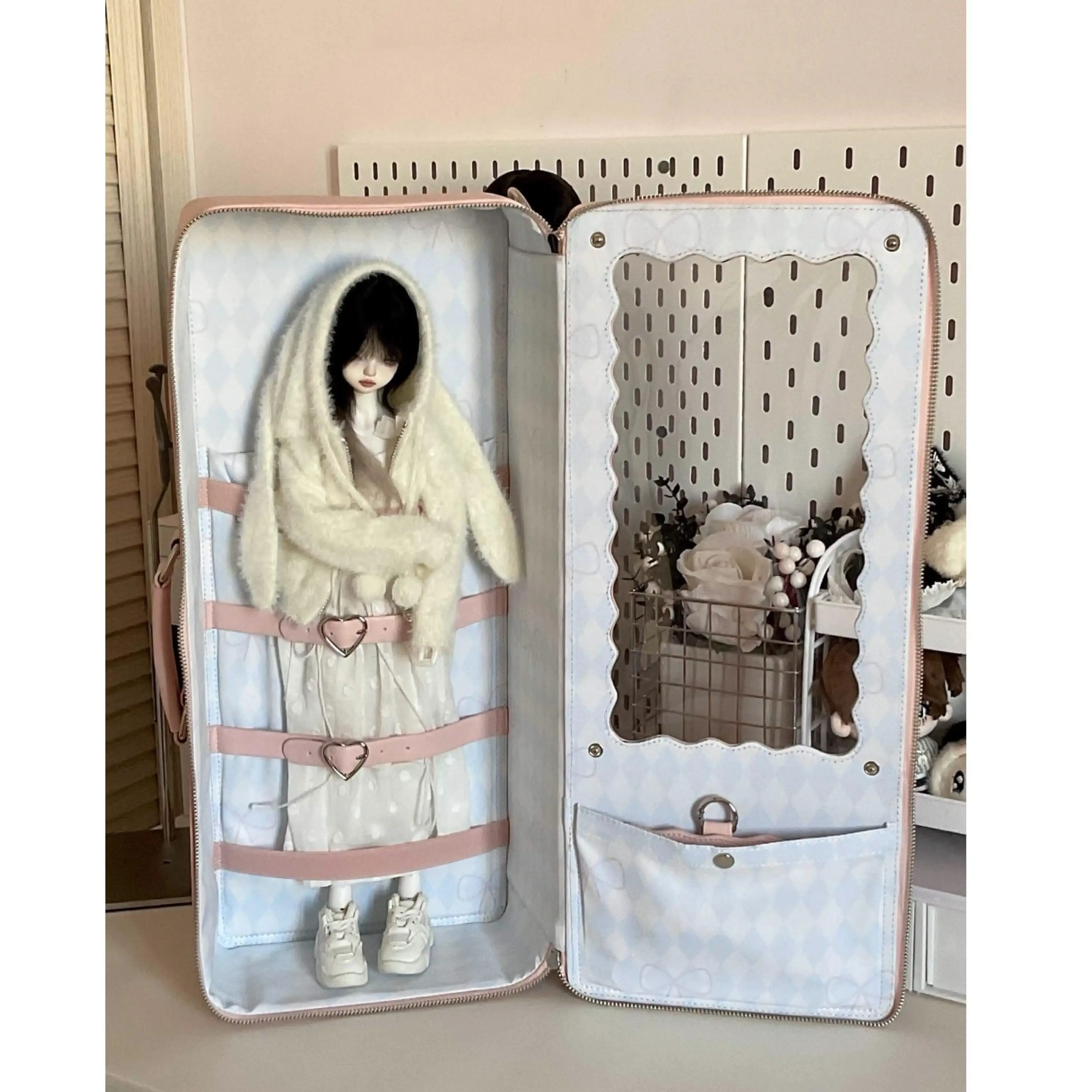 Japanese Original Sweet Bow 4 Points Senior Bjd Baby Bag Going Out Double Shoulder 2d Comics Lta Bags Anime Backpack for Girl