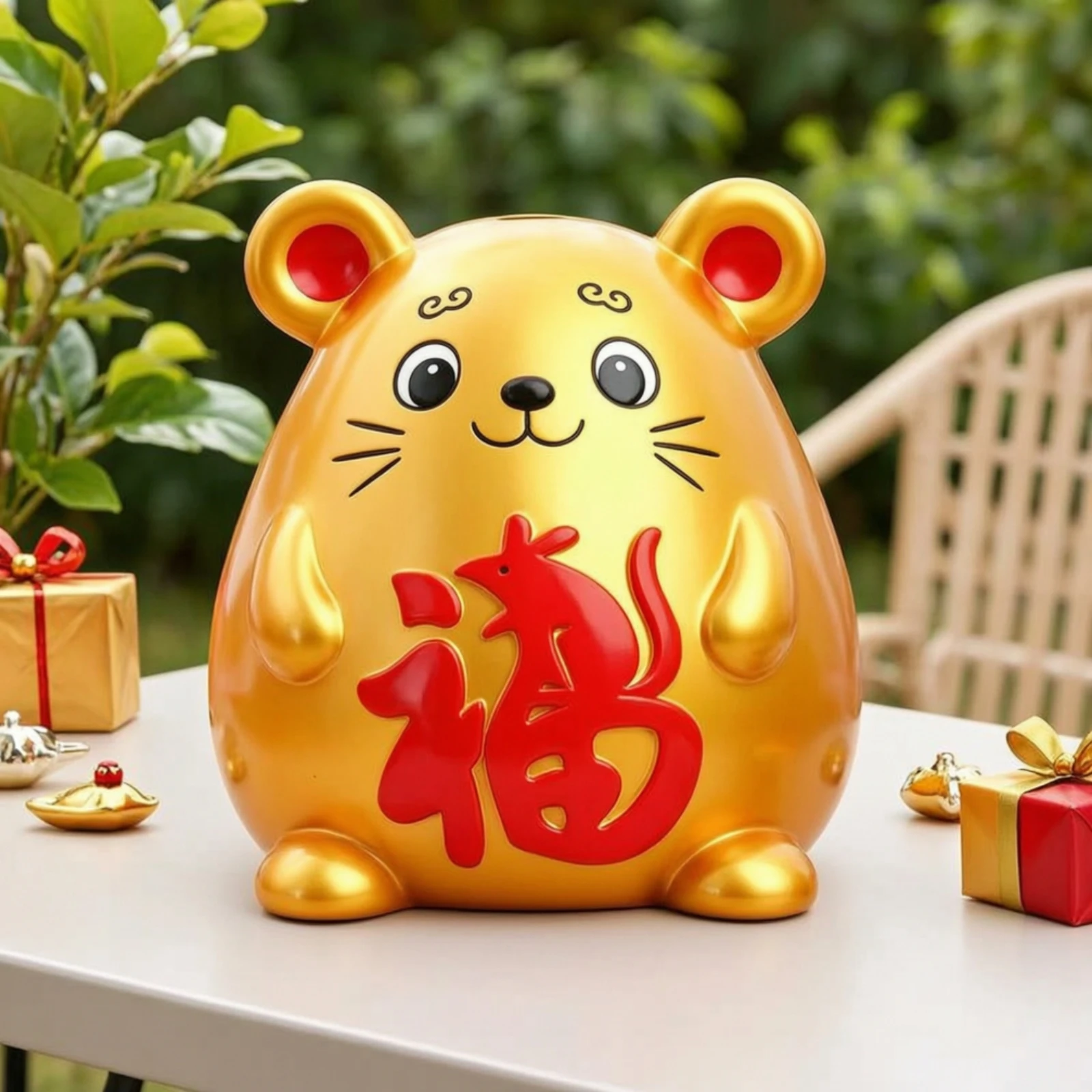 Mouse Piggy Bank Cartoon Mouse Currency Box Currency Bank with Slot Decorative Resin for Children, Bedroom, Nursery