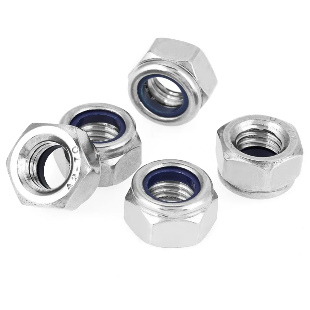 165pcs Assorted Hex Nuts Assorted Kit Durable M3 M4 M5 M6 M8 M10 M12 Nylon Insert Lock Nuts Threaded Metric Lock Nuts Kit