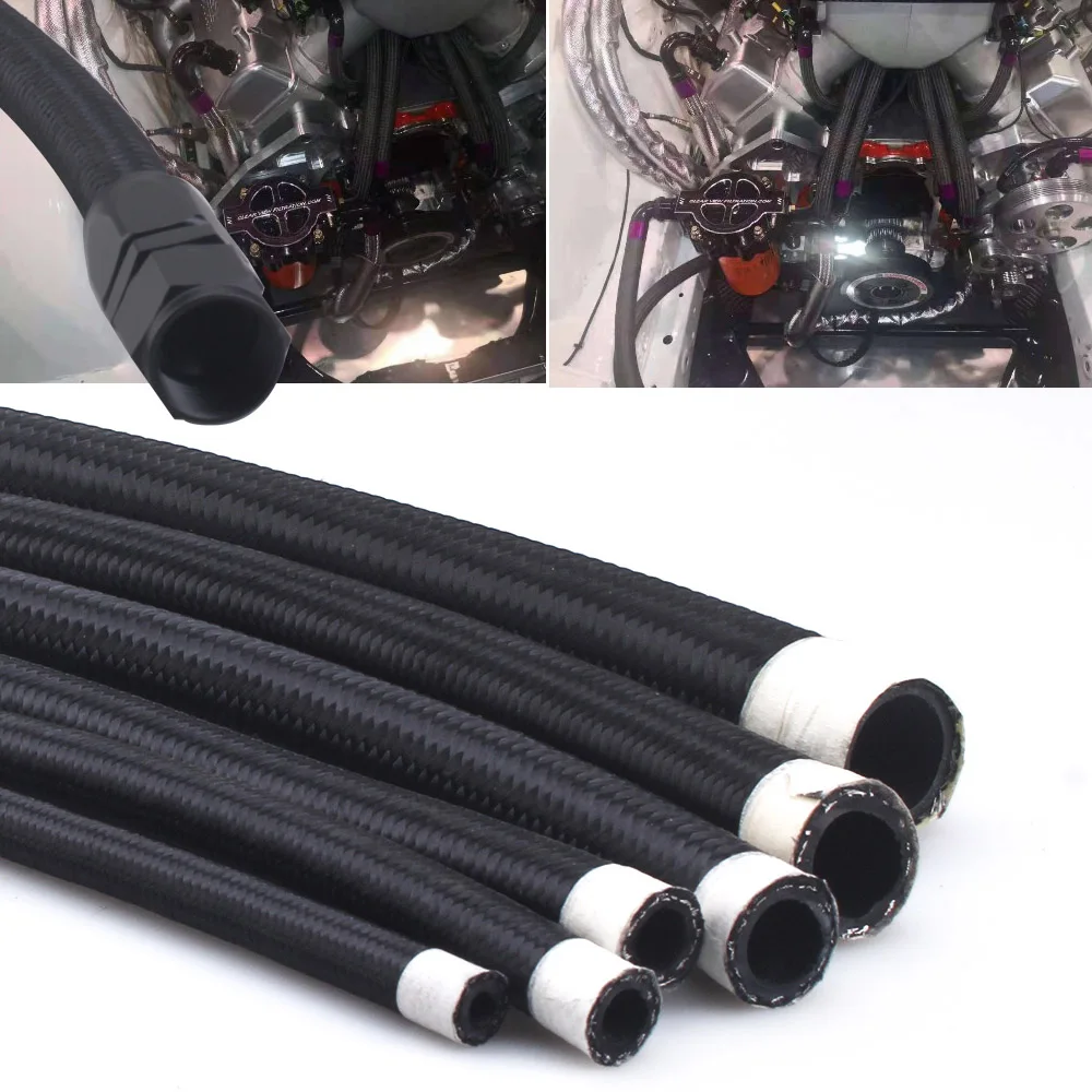 

20FT(6meter) AN4 AN6 AN8 AN10 AN12 Braide Oil Fuel Hose Line Braided Fuel Oil Hose NYLON Braided Stainless Steel