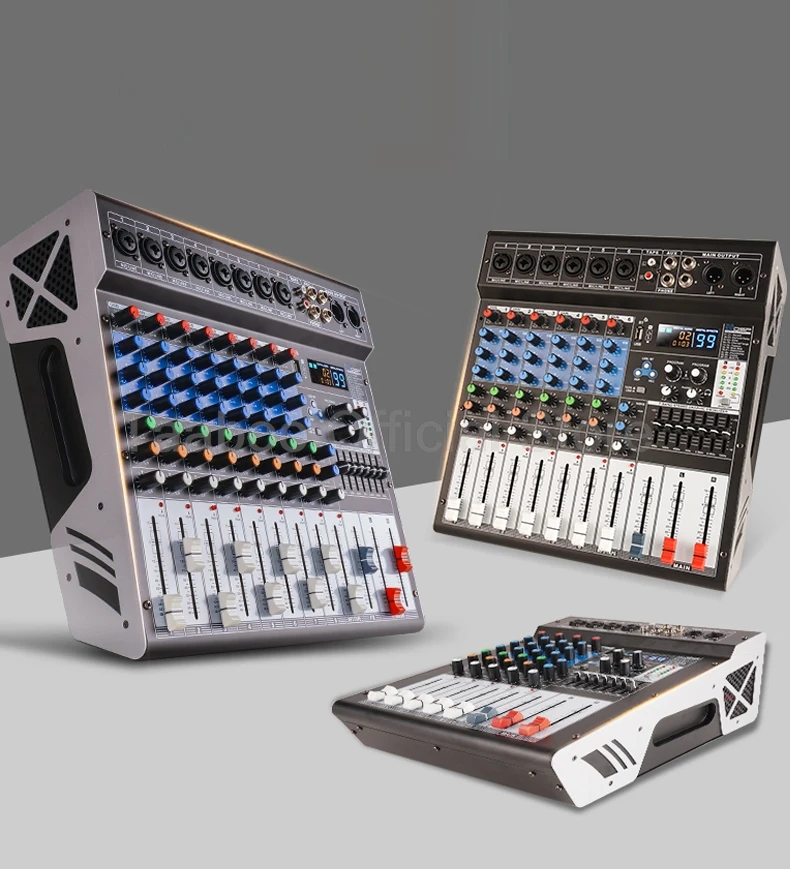 Mixer de som e áudio com amplificador de potência, usb integrado, equalizador de som profissional, console de mixagem, equipamento de dj, 4/6/8 canais