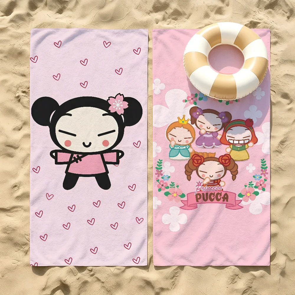 Cartoon P-Pucca-s Towel For Beaches Yoga Studios Gyms Hot Springs Swimming Pools And Picnics