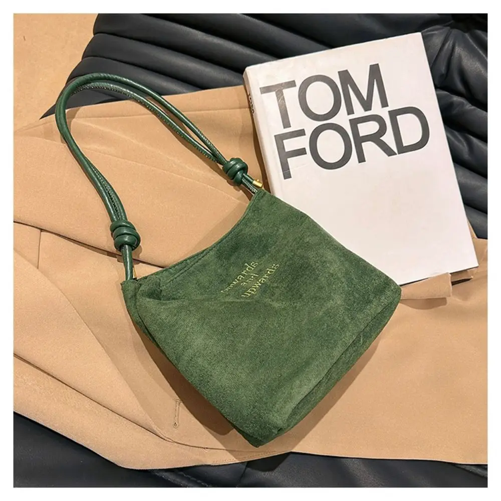 

Casual Suede Handbag Adjustable Straps Multicolor Crossbody Bag Rope Buckle Design Tote Female