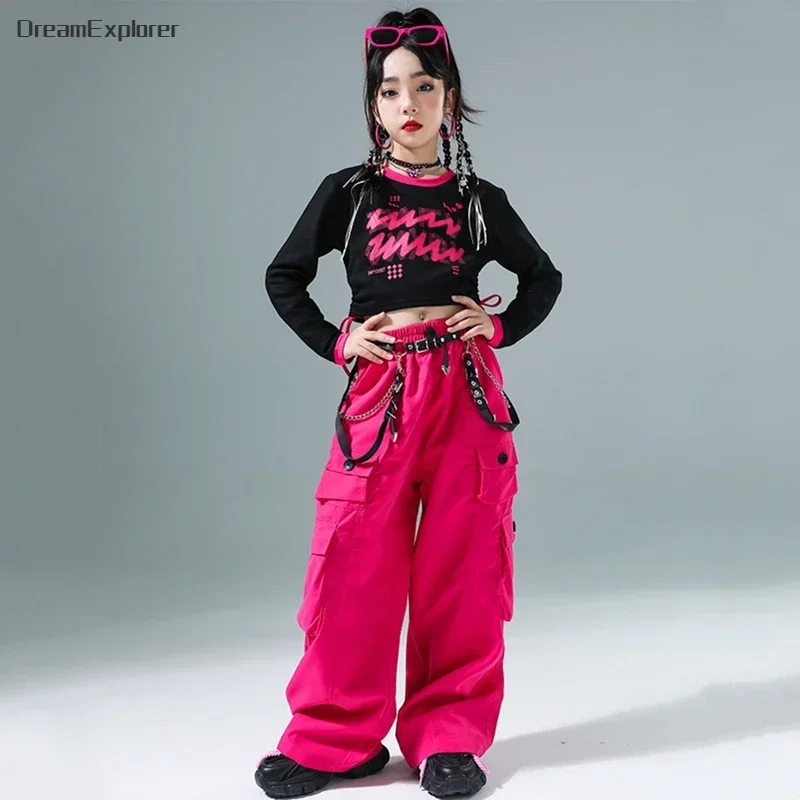 Girls Hip Hop Crop Top Street Dance Skirts Cargo Pants Child Streetwear Sweatshirt Kids Jazz Lovely Costumes Sweet Clothes Sets