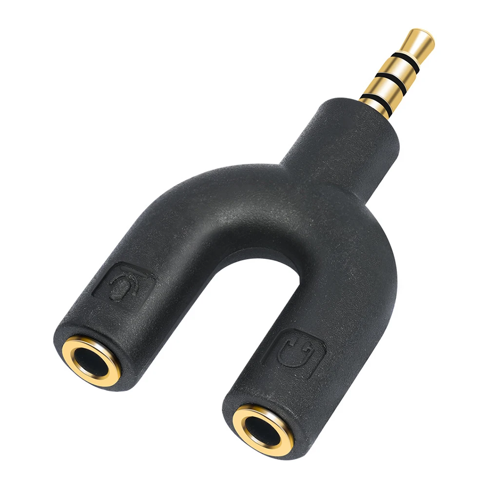 

U Type Adapter Dual 3.5 MM Headphone Plug Audio Cables YSplitter Adapter Plated Microphone Plugs Audio Stereo Converter 2 In 1