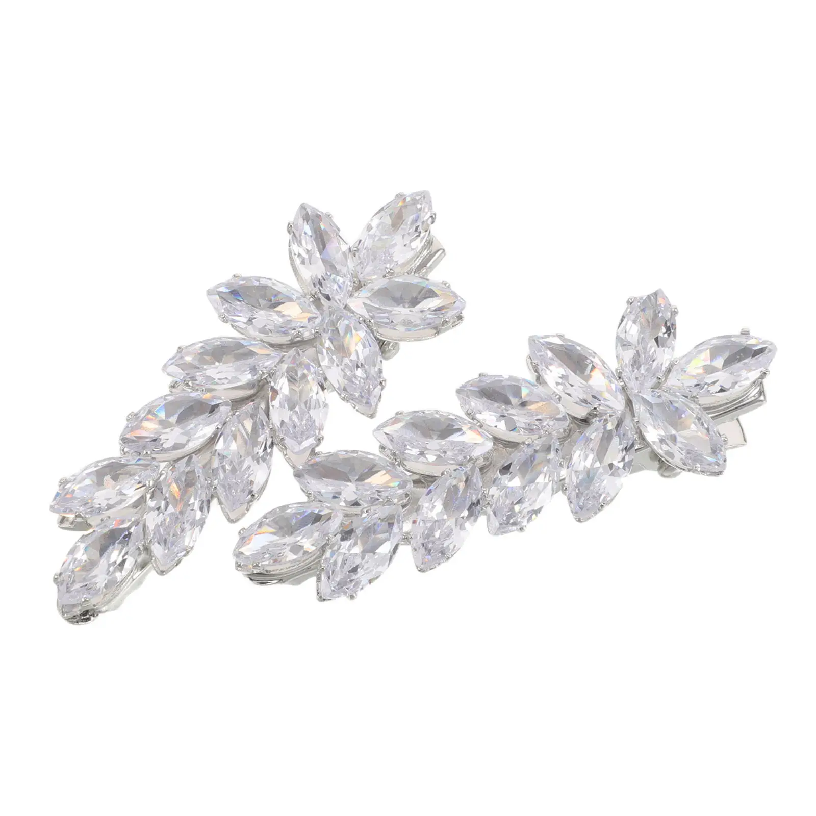 2Pcs Zircon Copper Inlaid Wedding Hair Clips Elegant Bride Hair Accessories Bridal Headdress Sparkly Barrette for Bridesmaids
