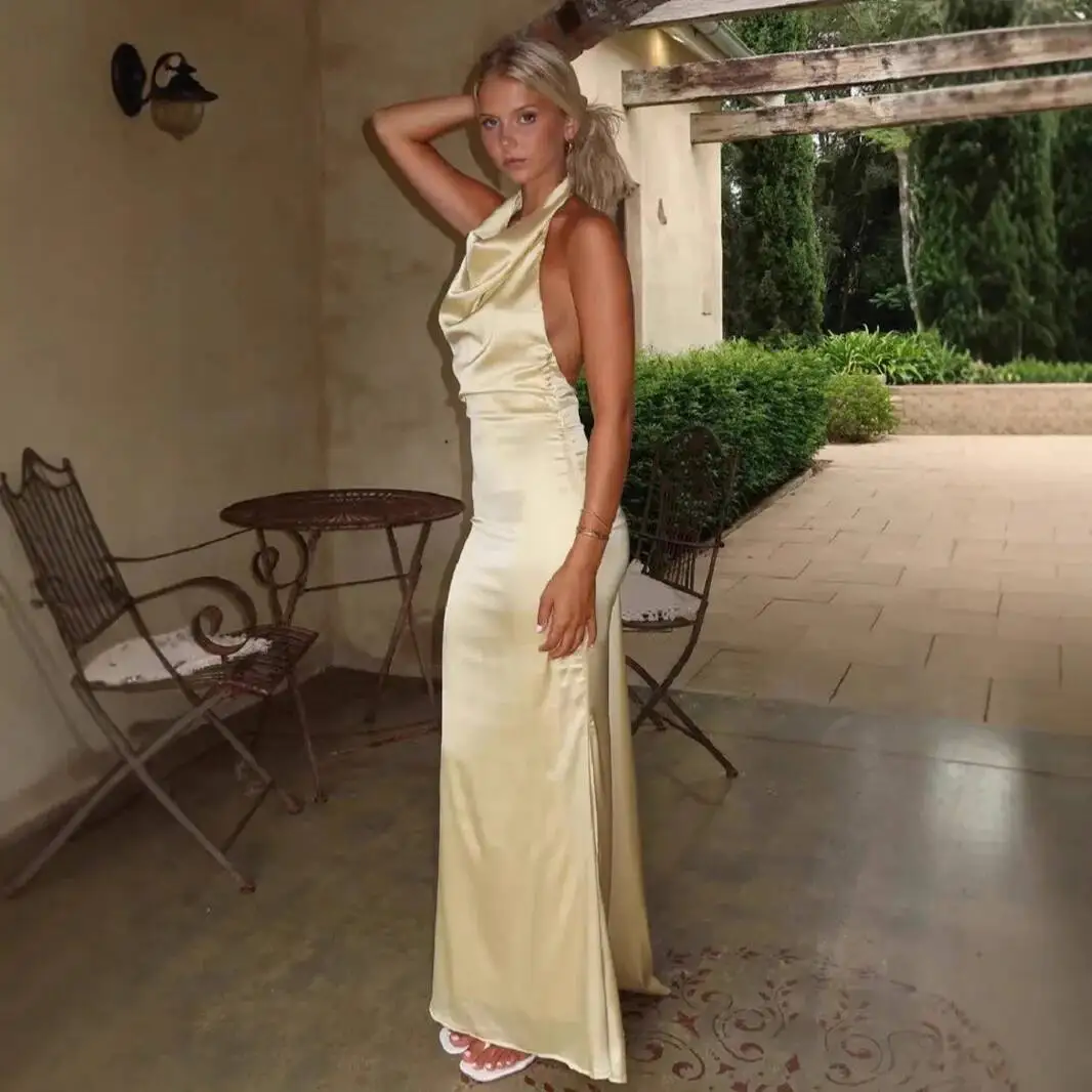 Elegant 2025 New Socialite Dress Long Dress with Swing Collar Satin Dress Slim Waist Slimming Mermaid Dress Women Elegant