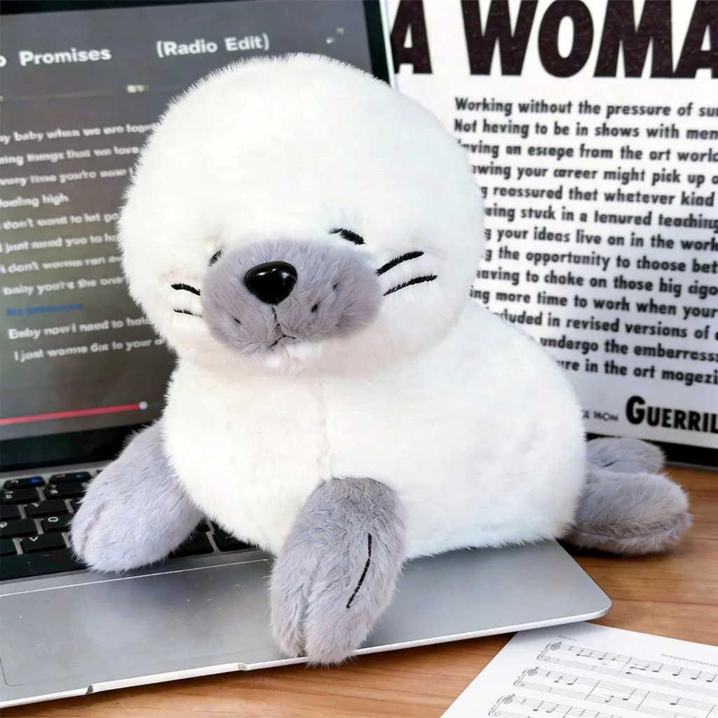 20cm White Seal Plush Toy Soft Faux Fur Baby Seal Stuffed Animal Chubby Marine Plushie Pillow Cuddle Companion Gift Kids