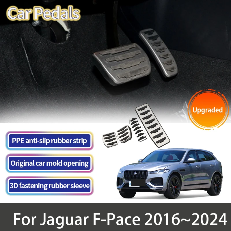 For Jaguar F-Pace Lister Stealth 2016~2024 2023 Accessories Car Foot Pedals Accelerator Brake Stainles Steel No Drilling Non-sli