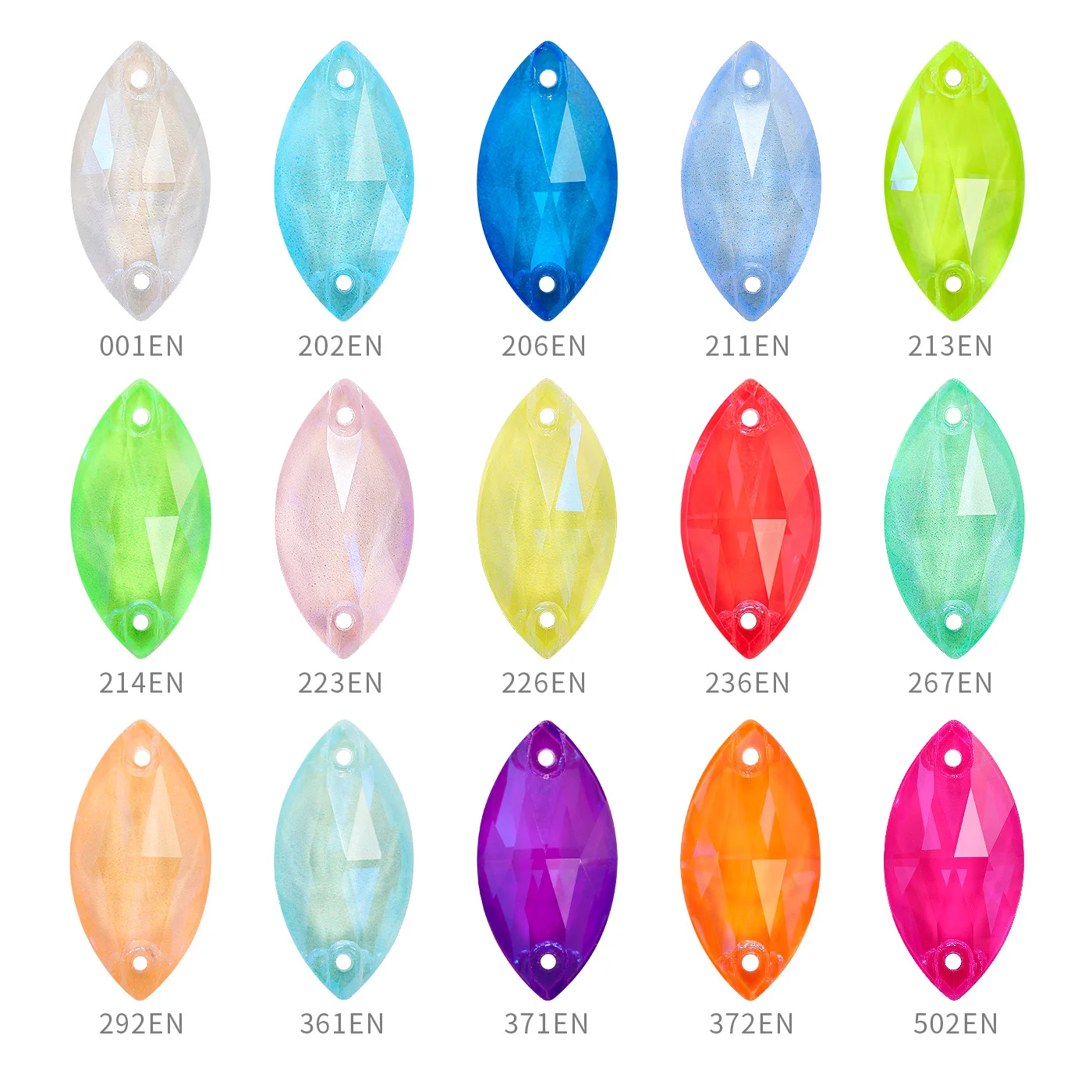 All Size Navette Shaped Glass Flatbase Sewing Rhinestones Electric Neon Series Hotsale Crystal Stones For Garment Decoration