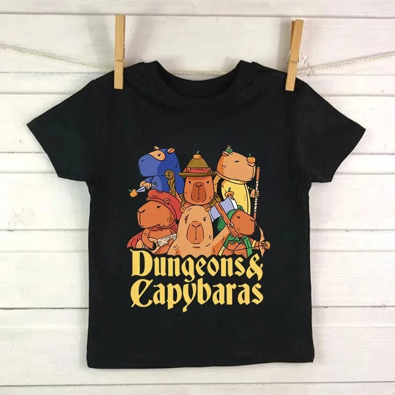 Funny Capybara Love T Shirt Kids Kawaii Children T-Shirt Cartoon Clothes Kid Girl Boy Cute Capybaras Tshirt Baby Casual Top Tee