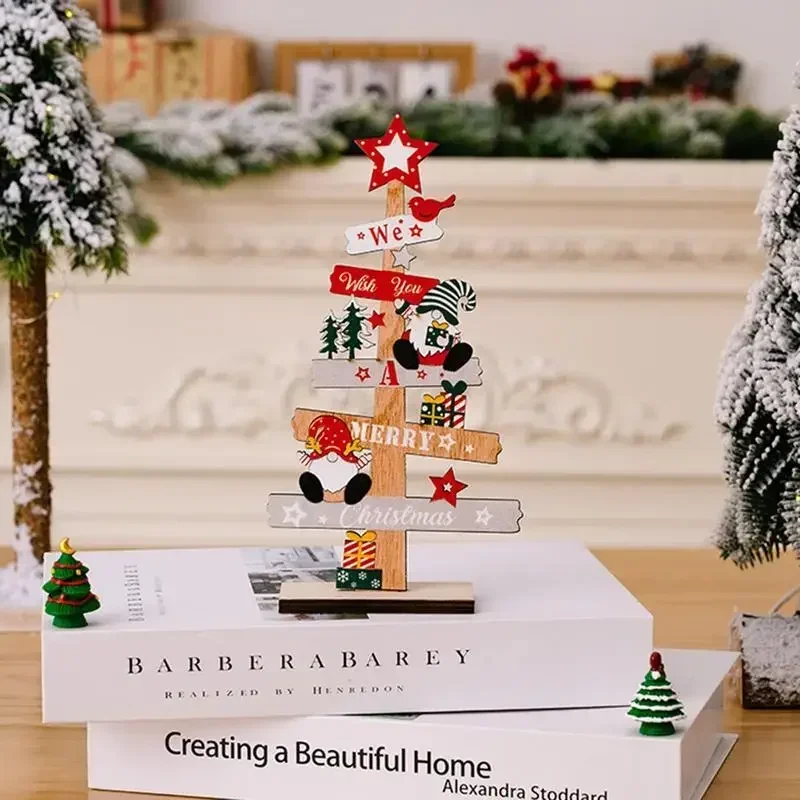 2025 New Years Party Gifts Desktop Christmas Tree Santa Claus DIY Decoration Wooden Christmas Signs Plaque Home decor - Image 3