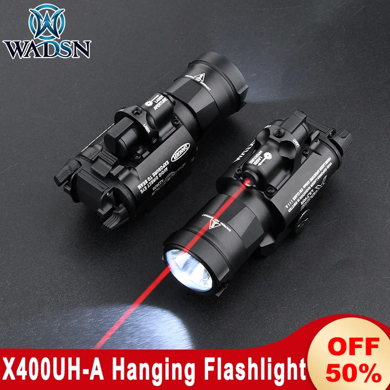 WADSN Metal X400 X400UH-A Hanging Flashlight Hight Power Red Dot Laser 800lumens White Light Pistol Lamp Weapon Accessories