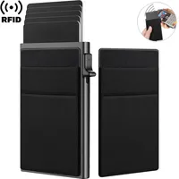 Men Rfid Anti-theft Protection Credit Card Holder Thin Slim Mini Minimalist Smart Wallets Luxury Metal Bank ID Cardholer Case