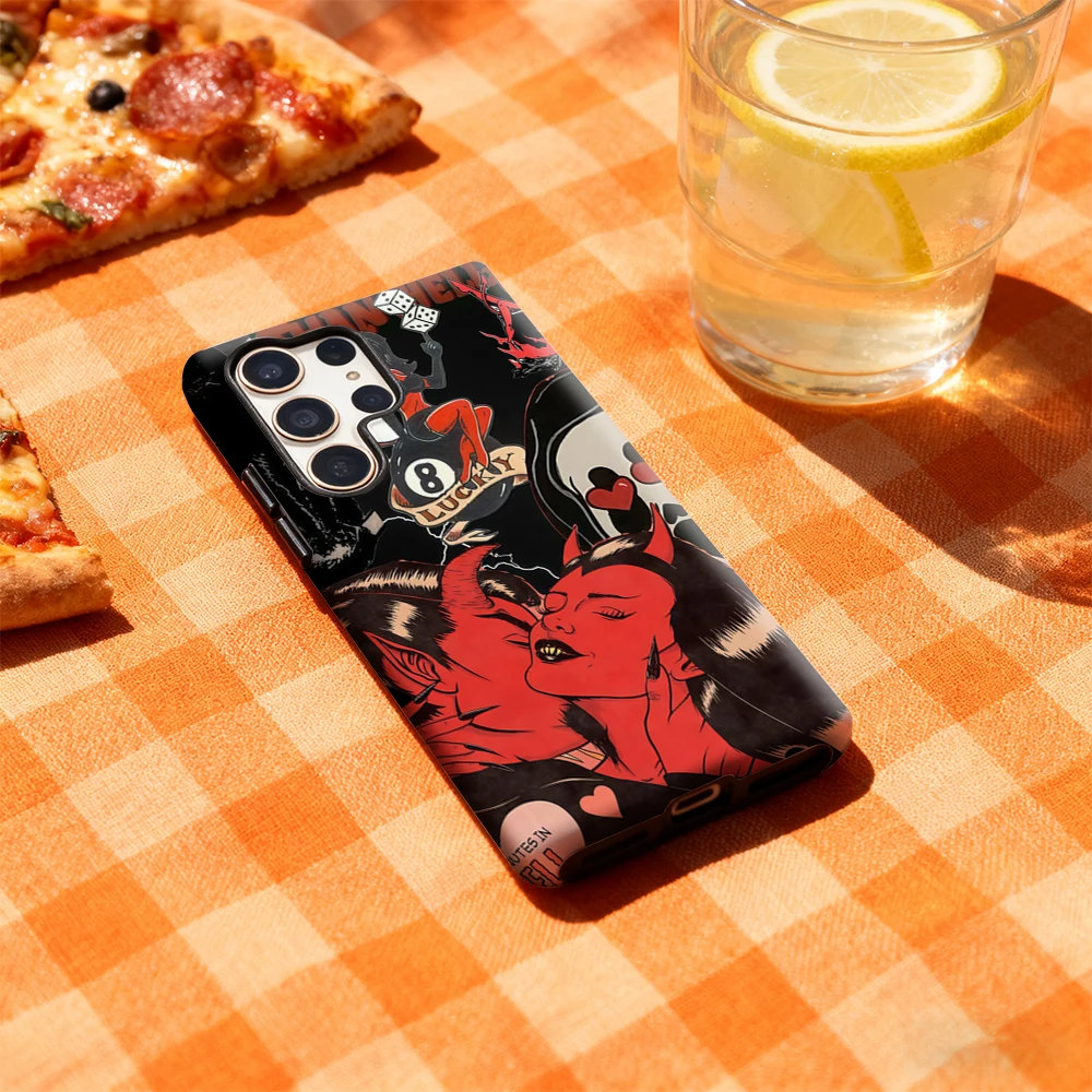 حافظة هاتف أكثر سخونة من الجحيم لهاتف سامسونج جالاكسي S25 Ultra S24 S23 Ultra Plus غطاء خلفي لامع بطبقة مزدوجة #3