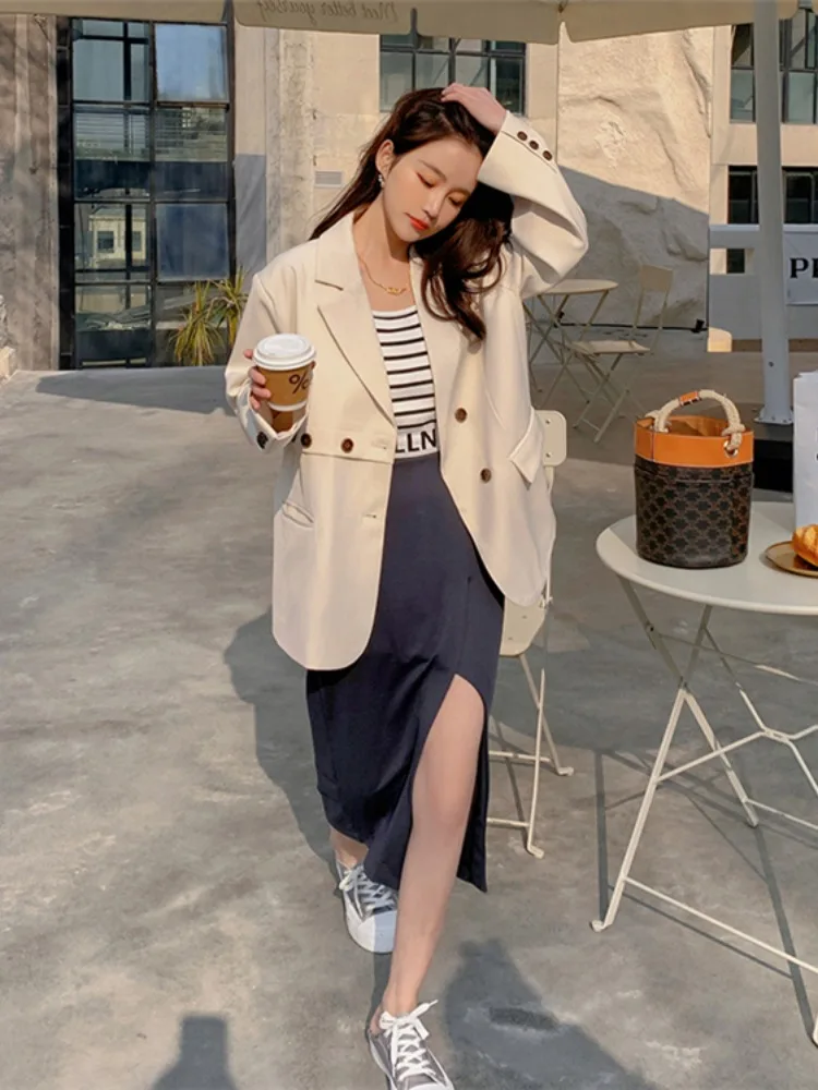 

Loose Casual Women's Jaet in Beige Korean Sle Versatile Autumn New Arrival Street Sle Small Size Big Trend