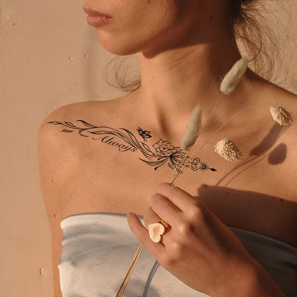 

8 шт. Длинные временные тату-наклейки для женщин: на тело и спину, с рисунками луны, цветов, лотоса, бабочек. Одноразовые фальшивые татуировки.