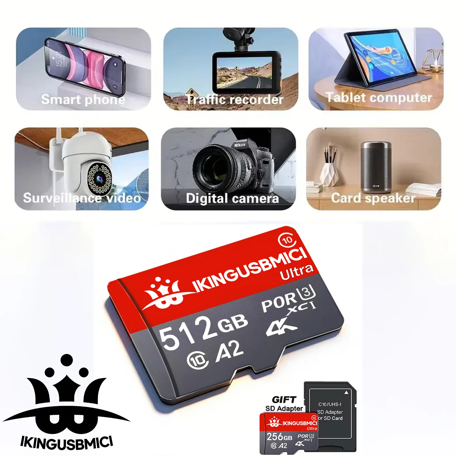 Compact TF Cards SD Cards Micro TF SD Card Memory Card 128GB 64GB 512GB U1 4K C10 High Speed for Camera Nintendo Switch