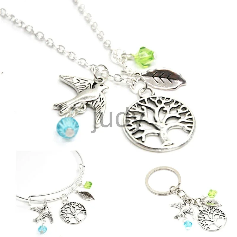 

12pcs/lot Tree Necklace Charm Love Natural Peaceful Bird Spirit of Life Charm Pendant