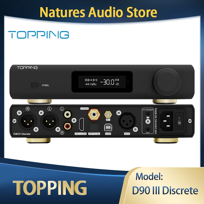 

TOPPING D90 III Discrete Desktop Decoder D90III Discrete1bit Fully Balanced HIFI DAC Bluetooth 5.1 Pre-amplifier LDAC support