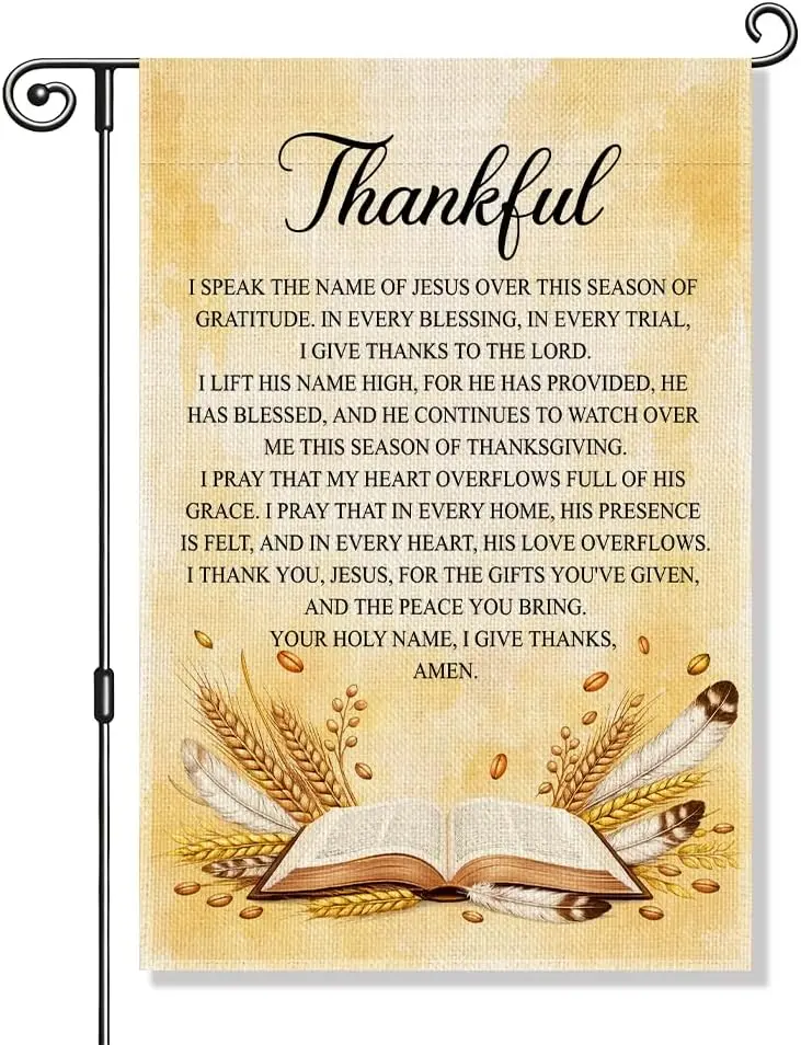 Thankful Prayer Garden Flag Fall Bumper Harvest Outdoor Banner yyi