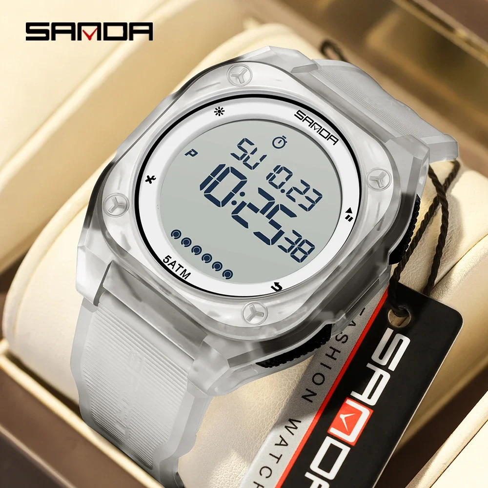 

SANDA New 6303 Outdoor Sports Fashion Electronic Watches for Man Calendar Luminous Waterproof Silicone Strap Men Digital Watche