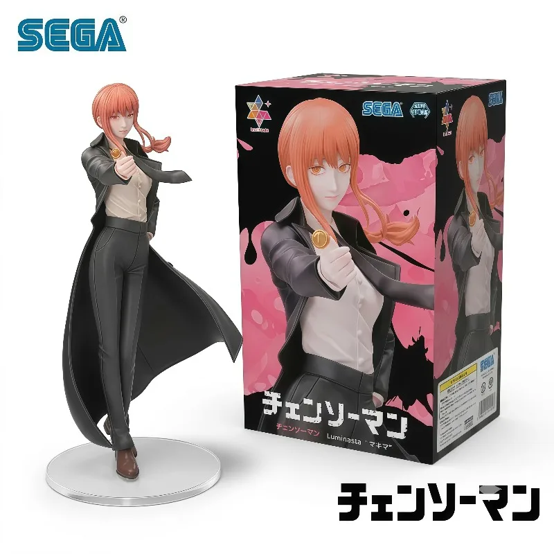 In Stock 100% Original SEGA Luminasta Chainsaw Man Makima Black Coat Anime Collectible Figure Desktop Home Decor Ornaments Gifts