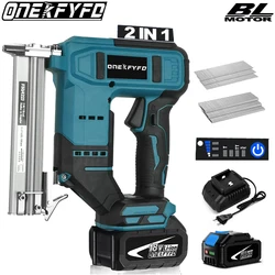 Brushless 2-in-1 F30/422J Electric Nailer& Staple Gun 2 Gears Nail Gun for Construction For Makita 18V Battery